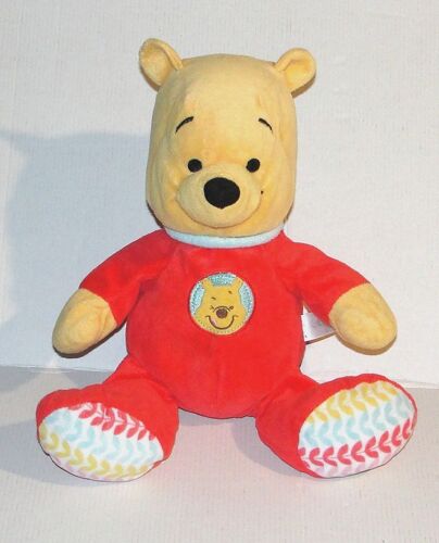 doudou winnie l'ourson en grenouillere - peluche ours disney pyjama rouge nicotoy
