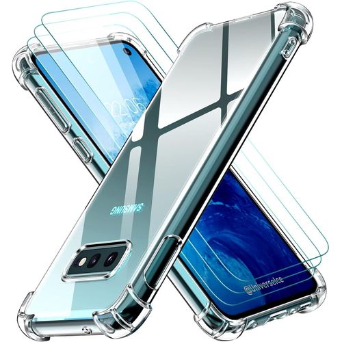 Coque Samsung Galaxy S10e Transparente Tpu Souple Anti-Choc Mince Bords Renforcés + 3 Protections D'écran Verre Trempé 9h Anti-Rayures