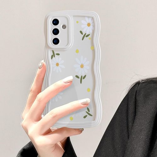 Coque Pour Samsung Galaxy A36 5g, Wave Frame Marguerite Étui En Silicone Liquide, Housse De Téléphone En Motif De Daisy Fleur Antichoc Bumper Cover Case Pour Filles Femme, Fleur Be[Hou994944]
