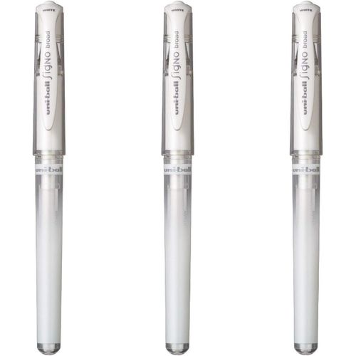 Asfasfq-Mitsubishi Pencil - 3 Stylos Rollers Encre Gel Signo Broad Blanc - Pointe 1 Mm - Écriture Large - Roller Créatif Pour Carterie Et Loisirs Créatifs