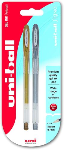 Uni-Ball Um120 Signo Gel Rollerball Pen - Gold/Silver (Pack Of 2)