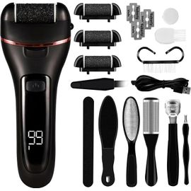 Kalanka-Rapeuse Pieds Electrique, Râpe À Pieds Electrique, Pédicure Electrique Ponceuse Pied Soin Callosité Gommages Avec 3 Têtes De Rouleau 2 Vitesses Ipx7 Etanche Rappe Pieds Pédicure Rechargeable