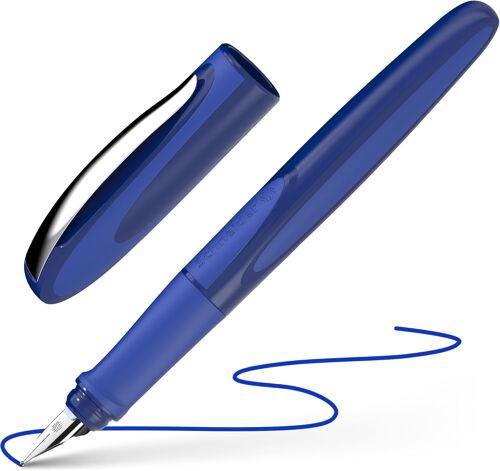 Ray Stylo Plume Pour Gaucher, Avec Cartouche D'encre Standard Bleu Roi, Bleu Spatial