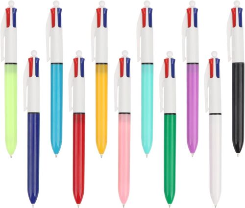 Lot De 11 Stylo 4 Couleurs, Quatre Couleur Stylo Bille, 4 En 1 Stylo 4 Couleur, Stylo 4 Couleurs 1,0 Mm Pour Fournitures De Bureau, École, Étudiants, Enfants, Cadeau