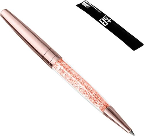Stylo À Bille En Cristal Avec 140 Éléments En Cristal Étincelants Pochette Stylo Et Recharge Inclus Doré Rose