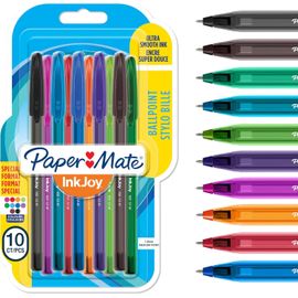 Paper Mate Stylo Bille À Capuchon Inkjoy 100 Cap | Pointe Moyenne 1 Mm | Assortiment De Couleurs Es | Lot De 8+2 (1956751)
