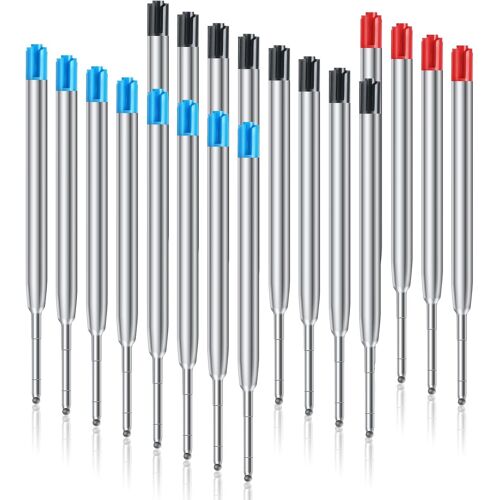 Kalanka-Recharges De Stylo À Bille, 20pcs Recharge Stylo Bille, Recharges À Encre Universelles Longueur 9.9 Cm, Pointe Moyenne 1.0mm Compatible Avec Stylos À Billes Parker (8 Bleu+8 Noir+ 4 Rouge)
