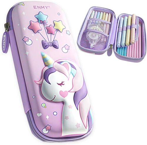 Trousse À Crayons Licorne,Trousse À Crayons Portable,Trousse À Crayons 3d Pour Filles,Grande Capacité Trousse École,Cadeaux De Rentrée,Cadeaux De Noël (Avec Fermeture À Glissière)