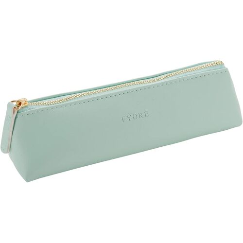 Luxe Pu Cuir Trousse De Petite Poche Taille Zip Pencil Case Pour Bureau College Pinceaux (Vert)