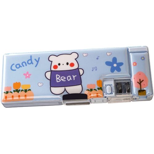 Sac ¿¿ Crayons Dessin Anim¿¿ Mignon ¿¿Tui ¿¿ Stylo En Plastique Multifonctionnel Double Face Grande Capacit¿¿ Porte-Stylo Fournitures Scolaires Pour Les Enfants (Ours) School Supplies School Supplies