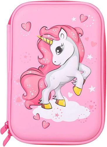 Trousse ¿¿ Crayons Licorne 3d Licorne Trousse Grande Capacit¿¿ Sac ¿¿ Stylos Crayon Avec Fermeture ?Clai Etuis ¿¿ Crayons Con Compartiments Trousse Joli Cadeau D'anniversaire Pour Filles Rose