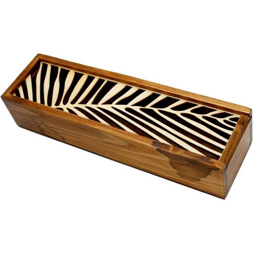 Kal-1 Pièce Boîte À Stylos En Bois, Plumier, Porte-Stylo En Bois, Étui En Bois, Boîte À Crayon Bois - Os Des Feuilles