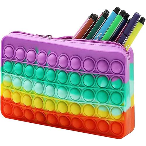 MAA-Sac à Crayons à Bulles, 1 Étui à Crayons à Bulles en Silicone, Trousse en Silicone Grande capacité, Push Pop Bubble Sac à Jouets Anti Stress, Trousse à Crayons pour Enfants, Cadeau, décompression