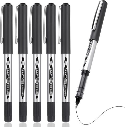 Kalanka-Cobee Rollerball Stylos À Encre Gel, 6 Pièces 0,5 Mm Stylos À Bille Roulante Encre Noire Stylo À Séchage Rapide Encre Liquide Stylos À Pointe Fine Stylos À Écriture Lisse Fournitures De Burea