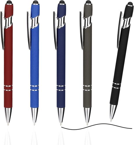 Stylo À Bille Ergonomique De Haute Qualité 5 Pièces, Stylos Bille Noir À Prise En Main Antidérapante, Set De Stylos À Bille En Métal Kuli De Grande Capacité Pour Le Bureau Et La Maison