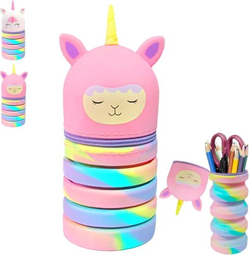 Trousse Scolaire,Kawaii Trousse 2 En 1 Silicone Trousse Enfant Licorne,Étui À Crayons De Bureau,Sac Rangement Papeterie,Filles Garçon Étudiants.[B350]
