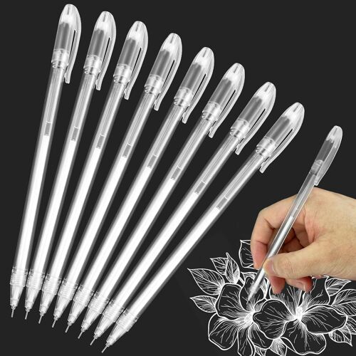 8 Stylos Gel Blanc Stylos Set Of 0,6 Mm Gelly Roll A¿ Pointe Fine Pour Papier Noir Esquisse Dessin Penne Gel Blanc Pour Artistes Et Débutants Adultes Et Illustrations