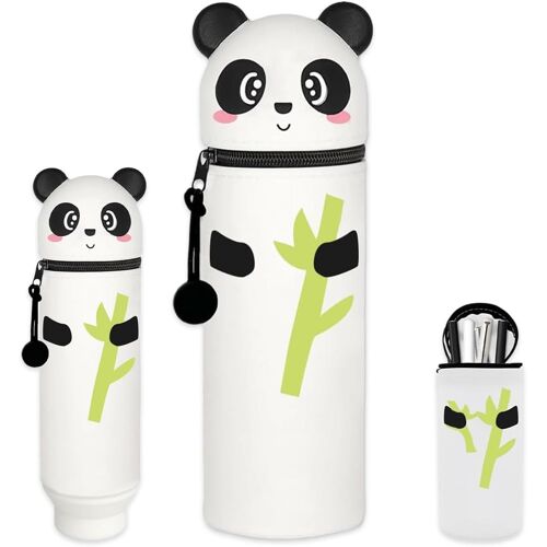 Panda Pochette De Stylo,Trousse Ecole 2 En 1 Panda,Trousse En Silicone Panda,Panda Trousse Silicone Verticale,Trousse À Crayons Animal En Silicone,Pour Garçons Filles