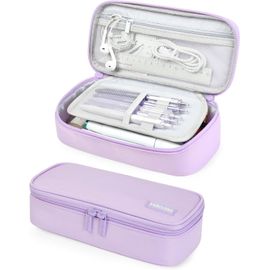 Trousse Scolaire,Fourniture Scolaire,Grande Trousse Scolaire,Trousse Double Compartiment,Trousse Scolaire Fille Garcon Adolescent,Plumier,Lilas