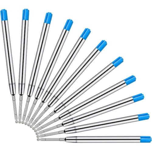 Kalhj-10 × Recharge Stylo Bille,Trait Moyenne Recharges Universelles,Recharge De Stylo,Pointe Moyenne 1.0mm (Bleu)