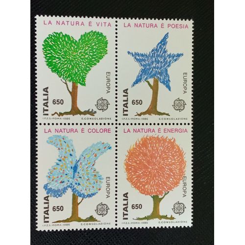 Timbre Italie Y T 1700 A 1703 Série : Europa C.E.P.T. - Protection De L'Environnement 1986 (060709 )