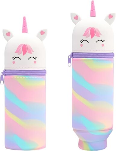 Silicone Souple Trousse Ecole, Kawaii ?Tui ¿¿ Stylo, Trousse T¿¿Lescopique Mignonne Avec Fermeture Eclair En Silicone, Pour Adolescente Et ?Tudiante (23 * 6.5cm)