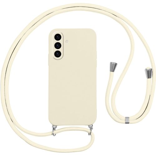 Sjzg-Coque Pour Samsung Galaxy A36 Avec Cordon,Etui Silicone Souple Antichoc Housse Avec Collier Bandoulière Chaîne Lanière,Téléphone Étui Case Cover De Protection Pour Samsung Galaxy A36,Beige