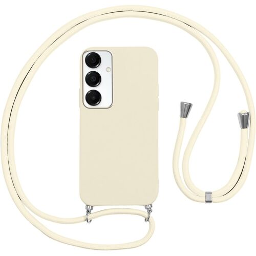SJZG-Coque Pour Samsung Galaxy A16/A16 5G Avec Cordon,Etui Silicone Souple Antichoc Housse Avec Collier Bandoulière Chaîne Lanière,Téléphone Étui Case Cover De Protection Pour A16/A16 5G,Beige