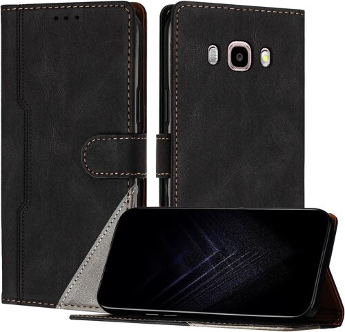KAL-Étui Pour Samsung Galaxy J510/ J5 2016, Housse En Cuir Pu Avec [Protection Antichoc Tpu] [Fonction Support] [Porte-Cartes ] Antichoc Magnétique Coque Pour Galaxy J510 - Noir