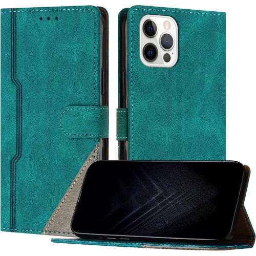 KAL-Étui Pour Iphone 12 Pro Max (6,7 Pouce), Housse En Cuir Pu Avec [Protection Antichoc Tpu] [Fonction Support] [Porte-Cartes ] Antichoc Magnétique Coque Pour Iphone 12 Pro Max - Vert
