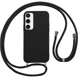 Kal-Coque Pour Samsung Galaxy S23 Fe 5g Avec Cordon,Etui Silicone Souple Antichoc Housse Avec Collier Bandoulière Chaîne Lanière,Téléphone Étui Case Cover De Protection Pour Galaxy S23 Fe 5g,Noir