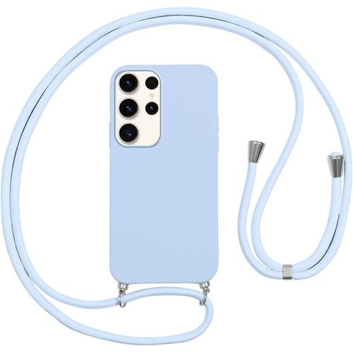 Sansh-Coque Pour Samsung Galaxy S23 Ultra Avec Cordon,Etui Silicone Souple Antichoc Housse Avec Collier Bandoulière Chaîne Lanière,Téléphone Étui Case Cover De Protection Pour Samsung S23 Ultra, Lila