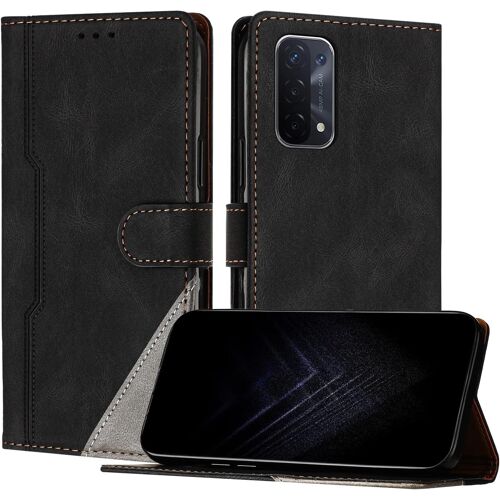 KAL-Étui Pour Oppo A54 5G/A74 5G/A93 5G, Housse En Cuir Pu Avec [Protection Antichoc Tpu] [Fonction Support] [Porte-Cartes ] Antichoc Magnétique Coque Pour Oppo A74 5G - Noir