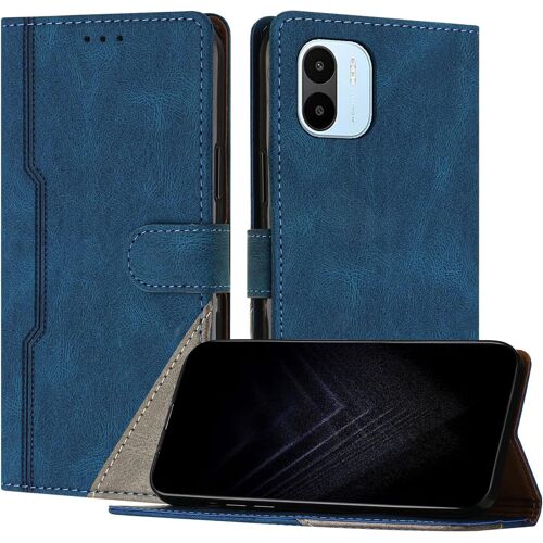 KAL-Étui Pour Xiaomi Redmi A1, Housse En Cuir Pu Avec [Protection Antichoc Tpu] [Fonction Support] [Porte-Cartes ] Antichoc Magnétique Coque Pour Redmi A1 - Bleu