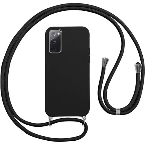 SJZG-Coque Pour Samsung Galaxy S20 Fe 5G Avec Cordon, Etui Silicone Souple Antichoc Housse Avec Collier Chaîne Lanière, Téléphone Étui Case Cover De Protection Pour Samsung S20 Fe, Bandoulière-Noir