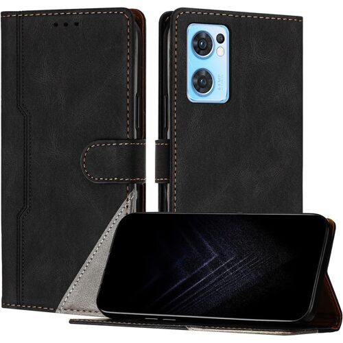 KAL-Étui Pour Oppo Find X5 Lite/Reno 7 5G, Housse En Cuir Pu Avec [Protection Antichoc Tpu] [Fonction Support] [Porte-Cartes ] Antichoc Magnétique Coque Pour Oppo Find X5 Lite - Noir