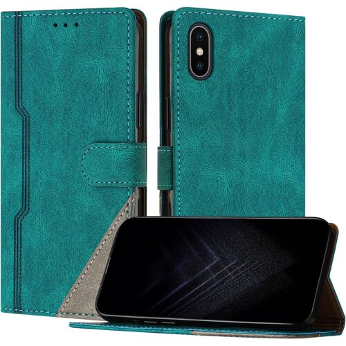 KAL-Étui Pour Iphone Xs Max (6,5 Pouce), Housse En Cuir Pu Avec [Protection Antichoc Tpu] [Fonction Support] [Porte-Cartes ] Antichoc Magnétique Coque Pour Iphone Xs Max - Vert