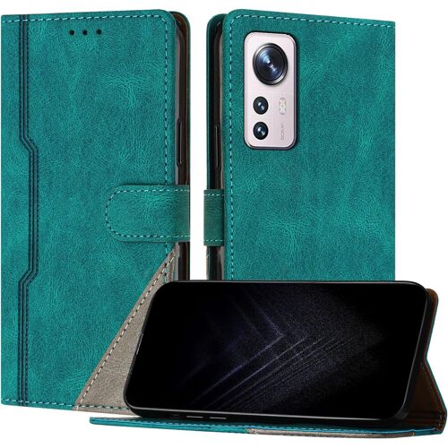 KAL-Étui Pour Xiaomi Mi 12 / 12X, Housse En Cuir Pu Avec [Protection Antichoc Tpu] [Fonction Support] [Porte-Cartes ] Antichoc Magnétique Coque Pour Mi 12 - Vert