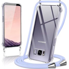 Kal-Coque Avec Cordon Pour Samsung Galaxy S8 5,8"",Collier Réglable Téléphone Étui Portable Lanyard Case Transparent Ultra Souple Silicone Housse Antichoc Protection Cover Pour Samsung S8,Violet