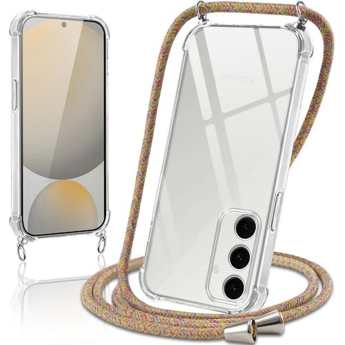 Coque Tpu Transparente Souple Samsung Galaxy S24 Fe Avec Cordon Réglable Jaune - Lanière Collier Main¿Libre, Protection Antichoc, Accès Boutons Et Caméra