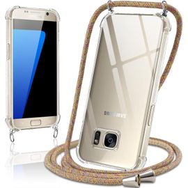 Kal-Coque Avec Cordon Pour Samsung Galaxy S7 5,1"",Collier Réglable Téléphone Étui Portable Lanyard Case Transparent Ultra Souple Silicone Housse Antichoc Protection Cover Pour Samsung S7,Jaune