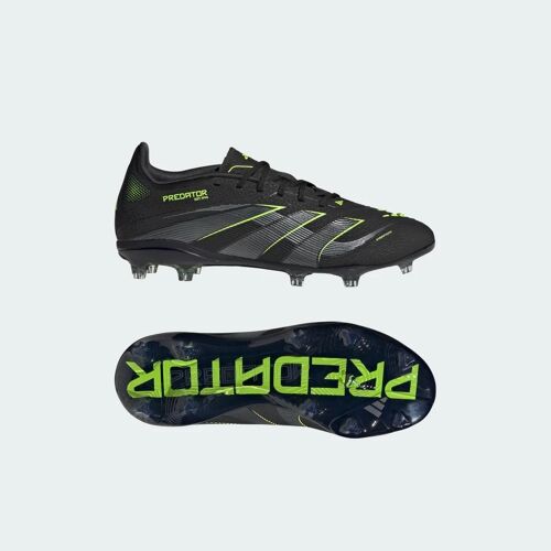 Chaussures Predator Elite Terrain Souple Enfants Adidas Core Black Iron Metallic Lucid Lemon