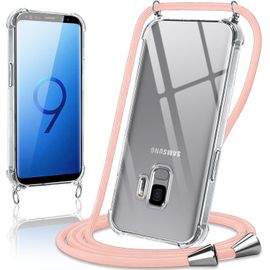 Coque Avec Cordon Pour Samsung Galaxy S9 5.8"",Collier Réglable Téléphone Étui Portable Lanyard Case Transparent Ultra Souple Silicone Tpu Housse Antichoc Protection Cover,Or Rose[CAR784131]