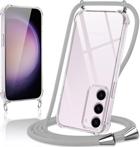 Coque Avec Cordon Pour Samsung Galaxy S23+ 5G 6,6"", Collier Réglable Téléphone Étui Portable Lanyard Case Transparent Ultra Souple Silicone Tpu Housse Antichoc Protection Cover, Gr[MAG5296255]