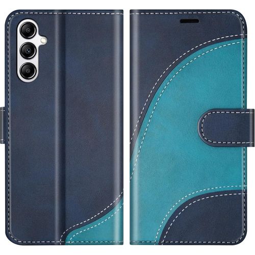 Kal-Coque Pour Samsung Galaxy S24, Housse En Cuir Pu Pochette De Portefeuille, Magnétique Étui De Protection Housse Coque Pour Galaxy S24, Bleu