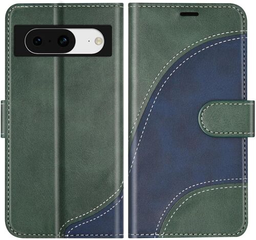 KAL-Coque Pour Google Pixel 8, Portefeuille Etui En Cuir Pu, Magnétique Protection Housse Coque Pour Google Pixel 8, Vert
