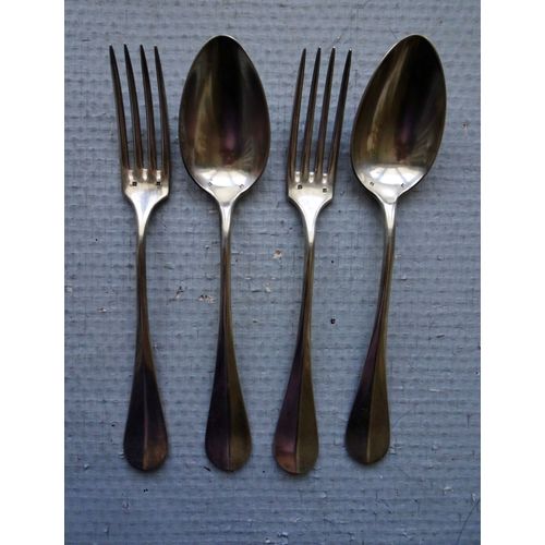 2 Lots De 2 Couverts Anciens En Métal Argenté 72 Gr., Avec Un "Chiffre" 