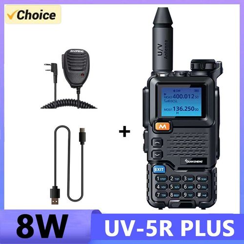 Quansheng UV-5R PLUS talkie-walkie 8W 3800mAh 50-600MHz pleine bande Radio bidirectionnelle brouilleur multi-bande émetteur-récepteur mise à niveau UV-5R - Type EU-Type C-Mic