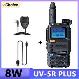 Quansheng UV-5R PLUS talkie-walkie 8W 3800mAh 50-600MHz pleine bande Radio bidirectionnelle brouilleur multi-bande émetteur-récepteur mise à niveau UV-5R - Type EU-Type C-Mic