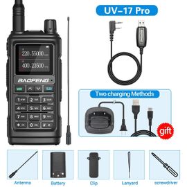 Baofeng-Lampe de poche longue portée sans fil,talkie perforée morte,chargeur de type C,radio amateur,UV 17 Pro,L,K5,5R,16 km - Type black cable 771-Euro
